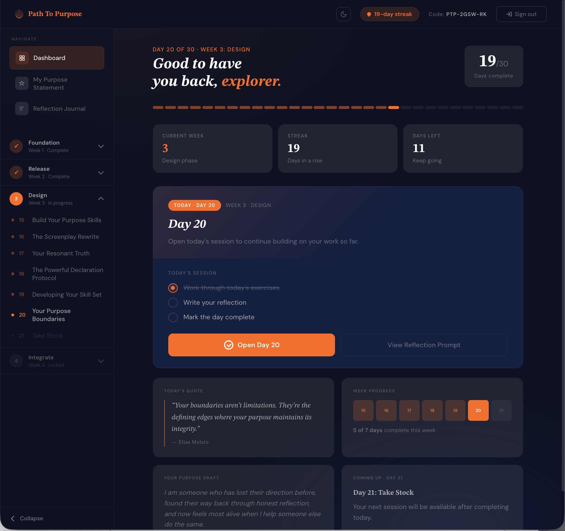 BuiltFlow student dashboard